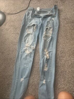Fashion Nova Light Blue Ripped Skinny Jeans